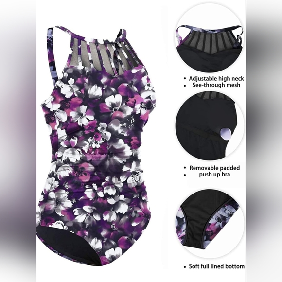 Holipick Women High Neck One Piece Swimsuit - Picture 5 of 6